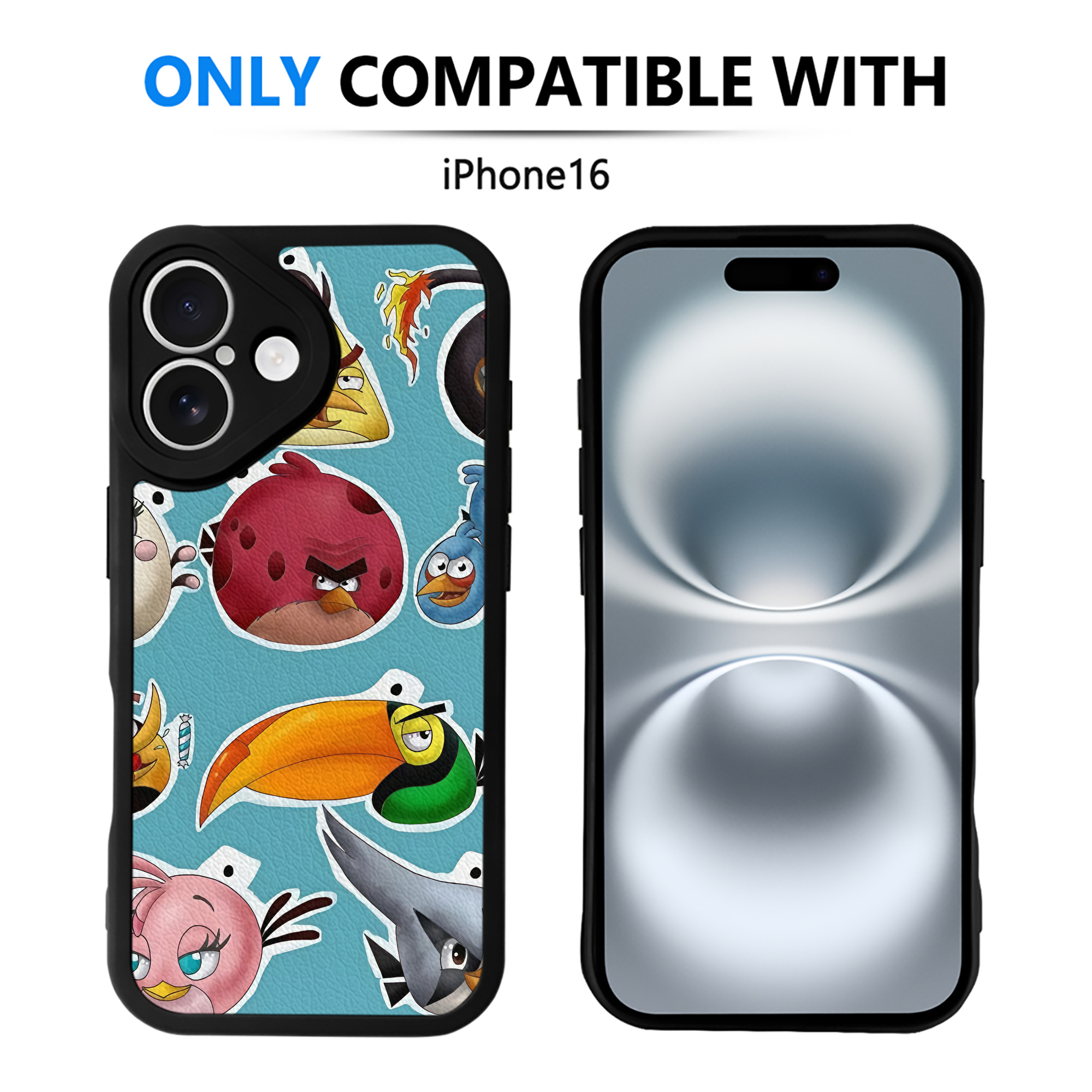 （画像用） Angry Birds アングリーバード 【iPhone 16シリーズ対応】シリコンスマホケース（レザー調） 材質：シリコン